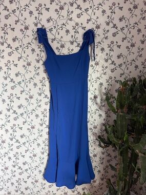 Spring/Summer Blue Tie-Shoulder Midi Dress